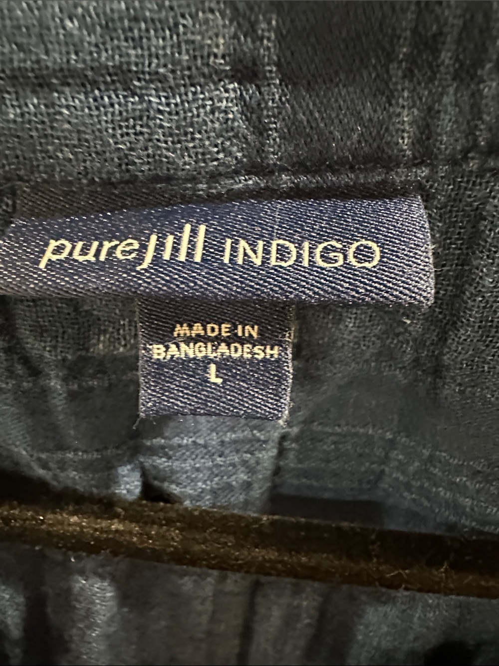 Pure Jill 100% Cotton Women's Indigo Blue Textured Henley Tunic - Picture 2 of 7